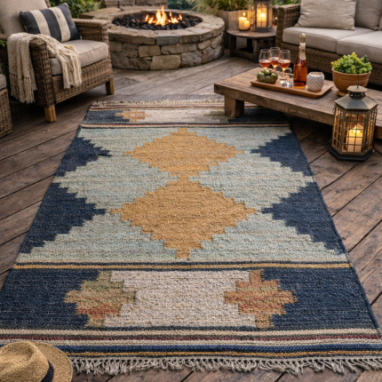 Kushaweave Natural Vetiver Rug (Rhombus) – Handwoven Cooling Carpet | Plastic-Free, Air Purifying, Fragrant, Sustainable Floor Mat for Living Room, Bedroom & Yoga