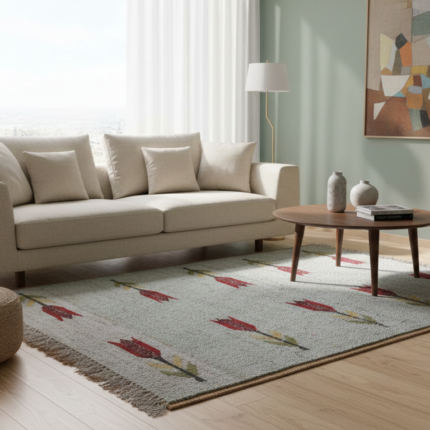 Kushaweave Natural Vetiver Rug -Tulip– Handwoven Cooling Carpet | Plastic-Free, Air Purifying, Fragrant, Sustainable Sturdy washable Floor Mat